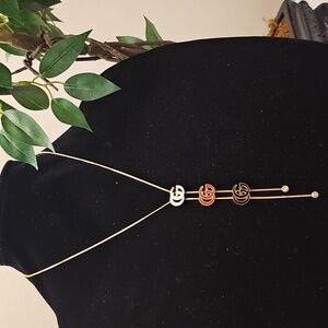 New FASHION Gold-Tone Triple Double Letter G Pendant Necklace with Red Accent